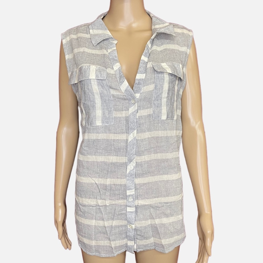 Attention Striped Sleeveless Pocket Top Size XL
